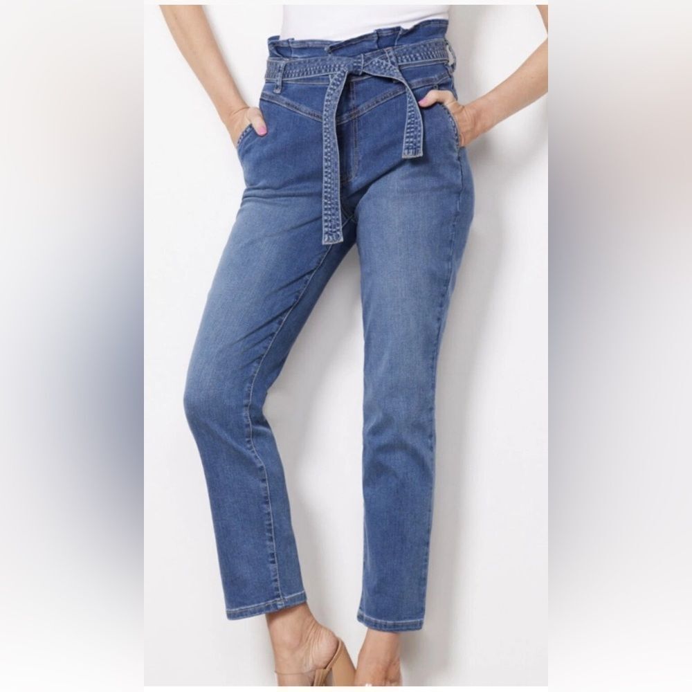 NWT KUT from the cloth Reese High Rise Ankle Straight Paperbag Waist Jean Size 4